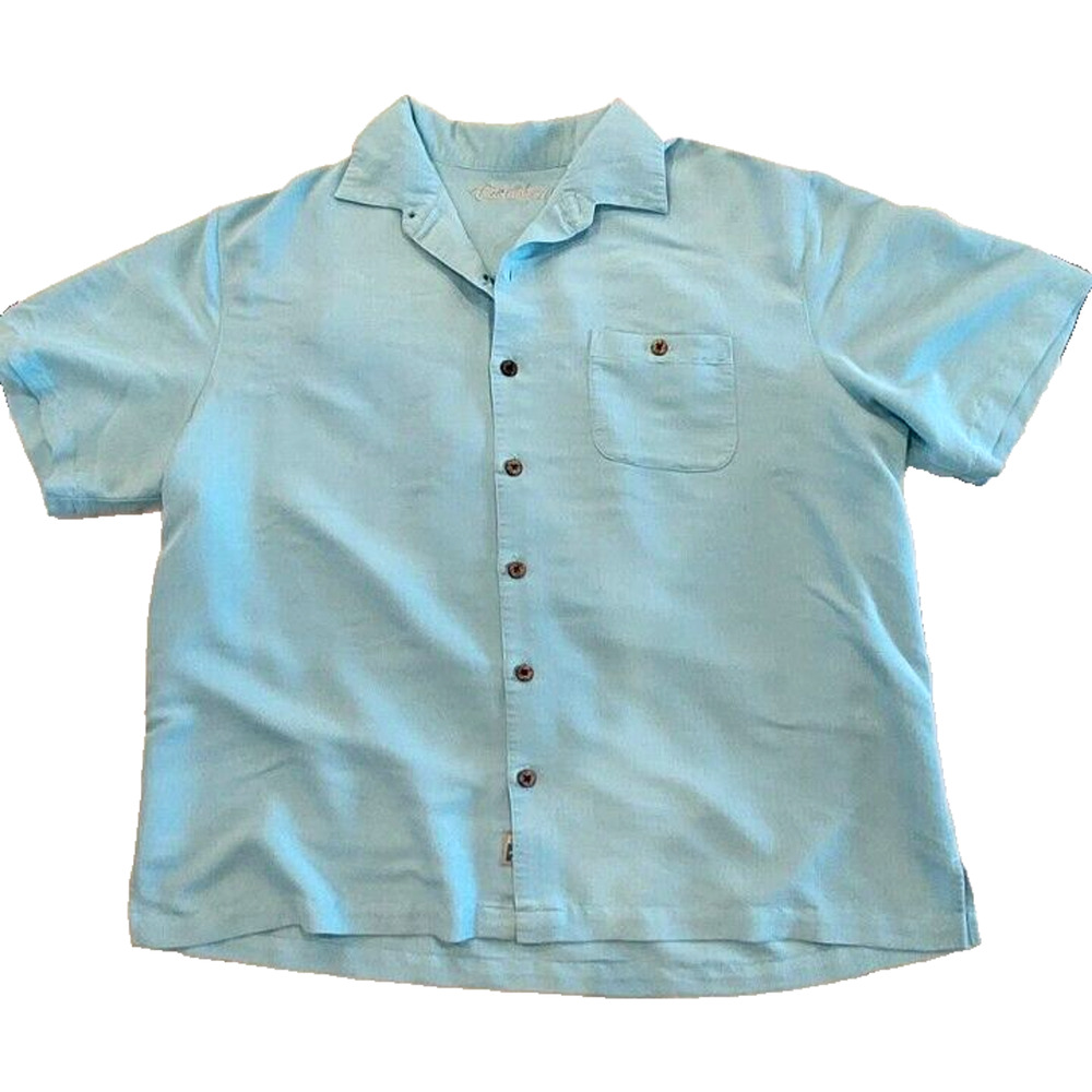 CARIBBEAN SHIRT- " Polly on the Rocks"‎ MENS SHORT SLEEVE SHIRT BLUE Size-XL